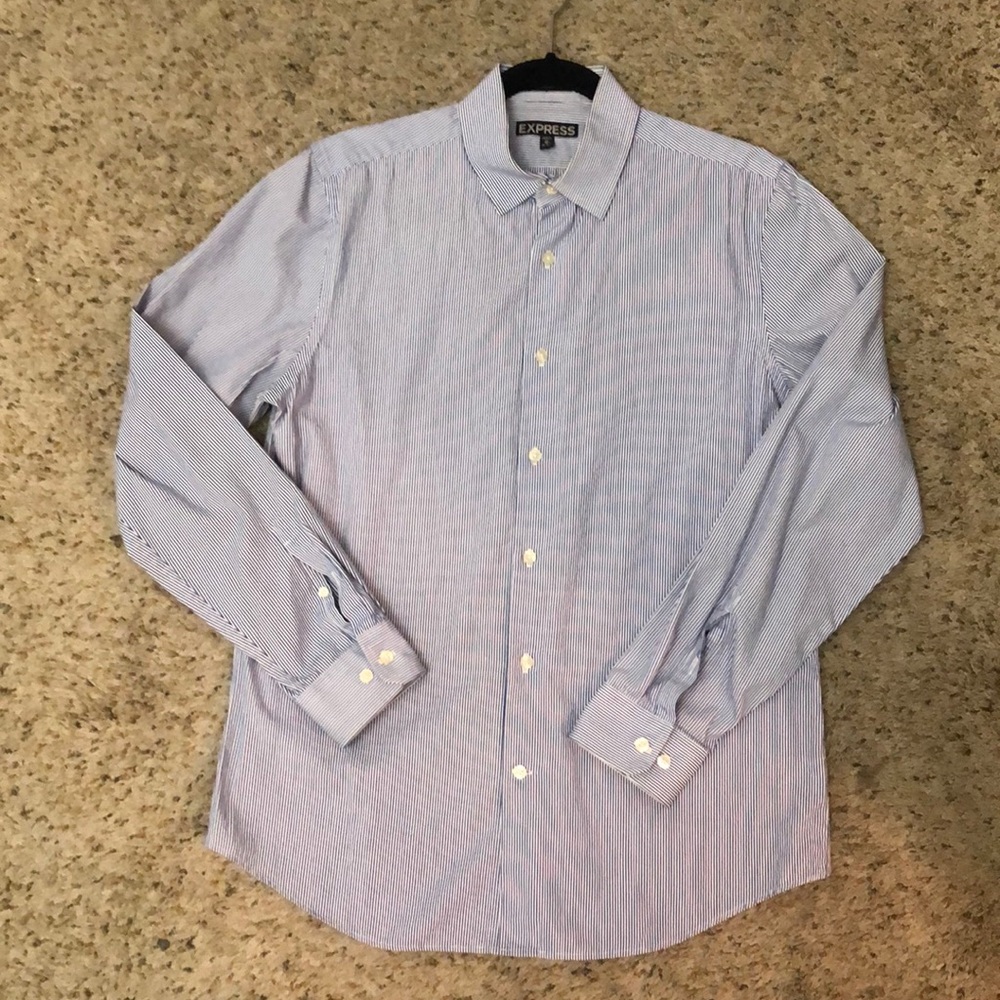 Mens M Express Modern Fit Blue Pin Striped shirt